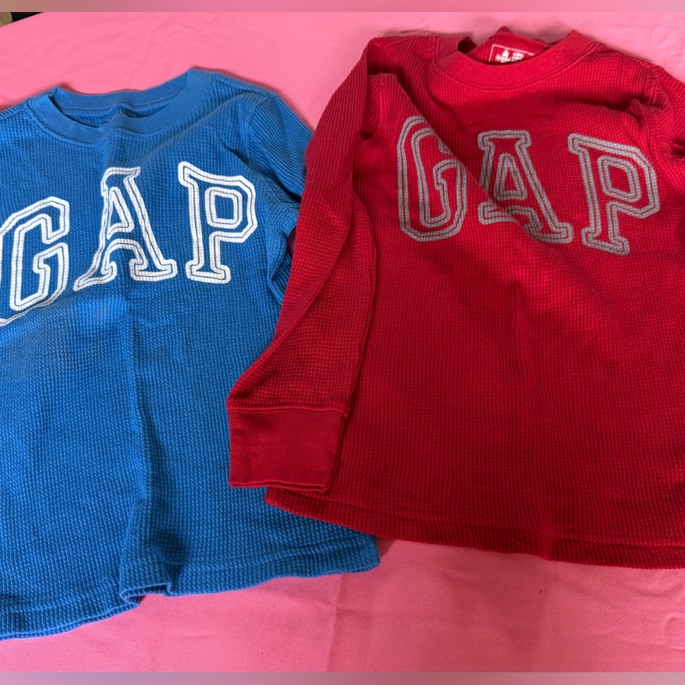 Gap Thermal Cotton Long Sleeve Tee Blue and Red boys NEW NEW
